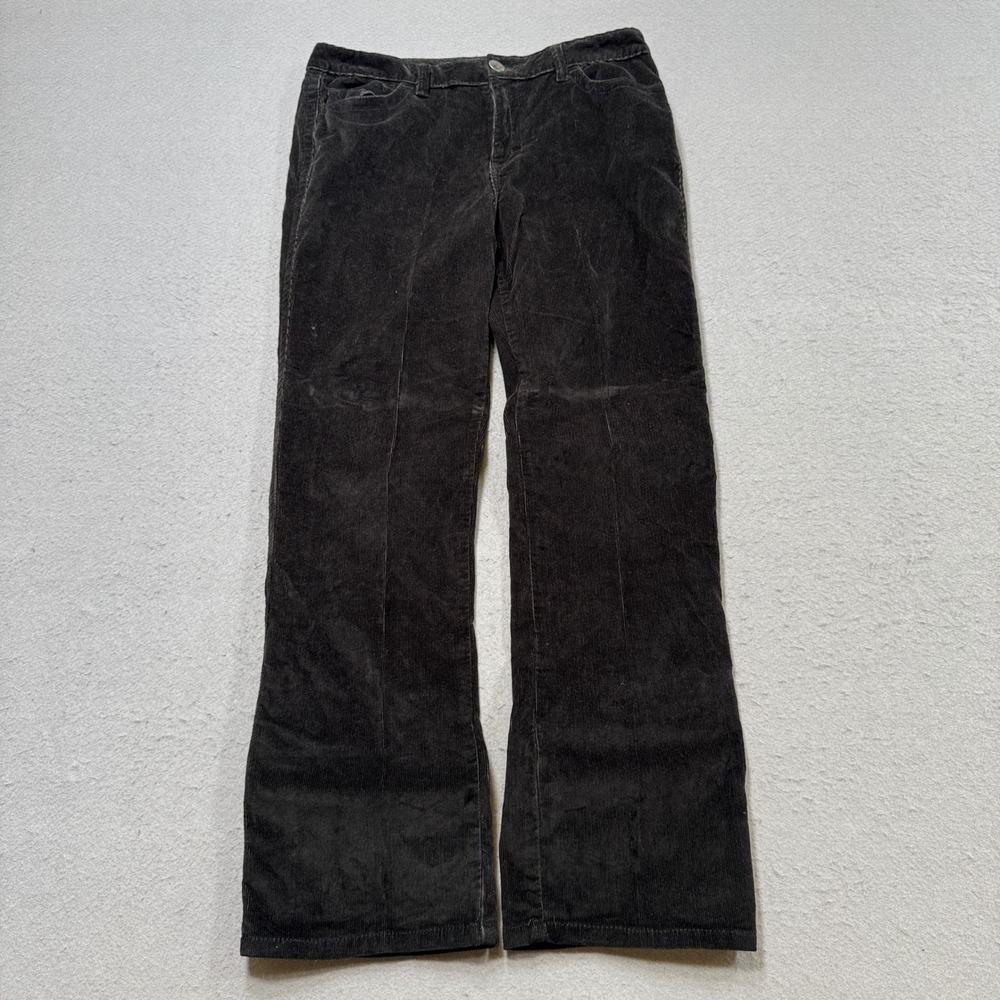 Calvin Klein Corduroy Pants Women's 12 Black Flared Leg Classic Fit High Rise